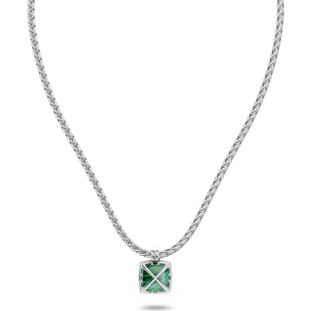 Off-White Malachite Arrow Square Pendant Necklace in Silver at Nordstrom, Size 22"