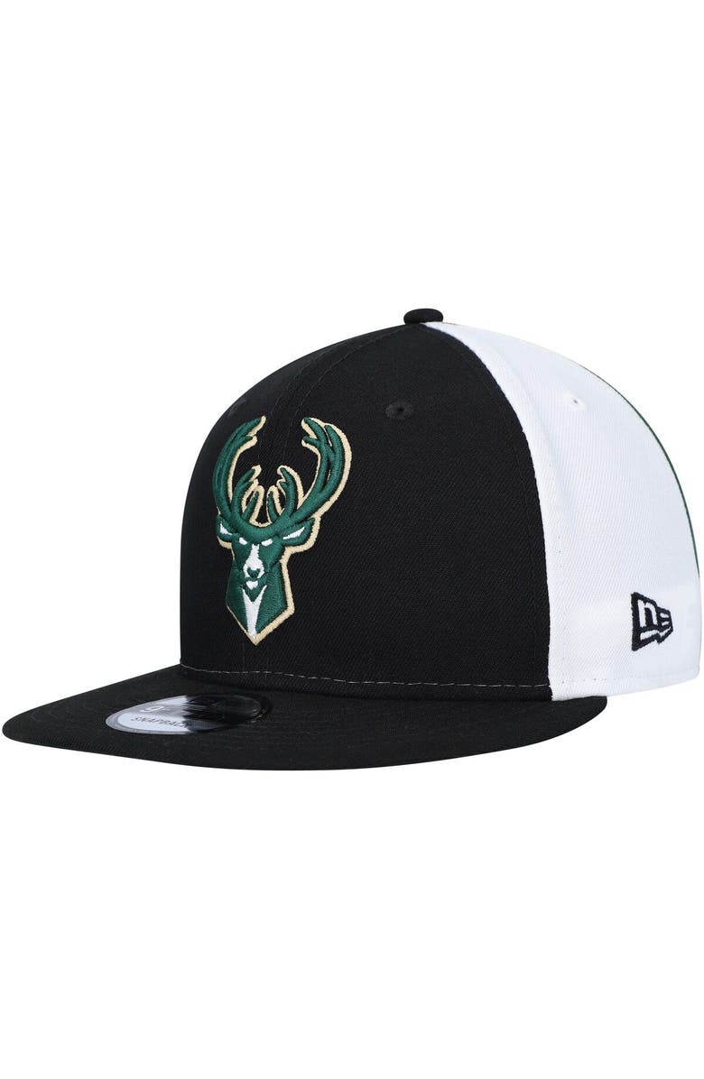 New Era Men's New Era Black Milwaukee Bucks Pop Panels 9FIFTY Snapback Hat, Alternate, color, 