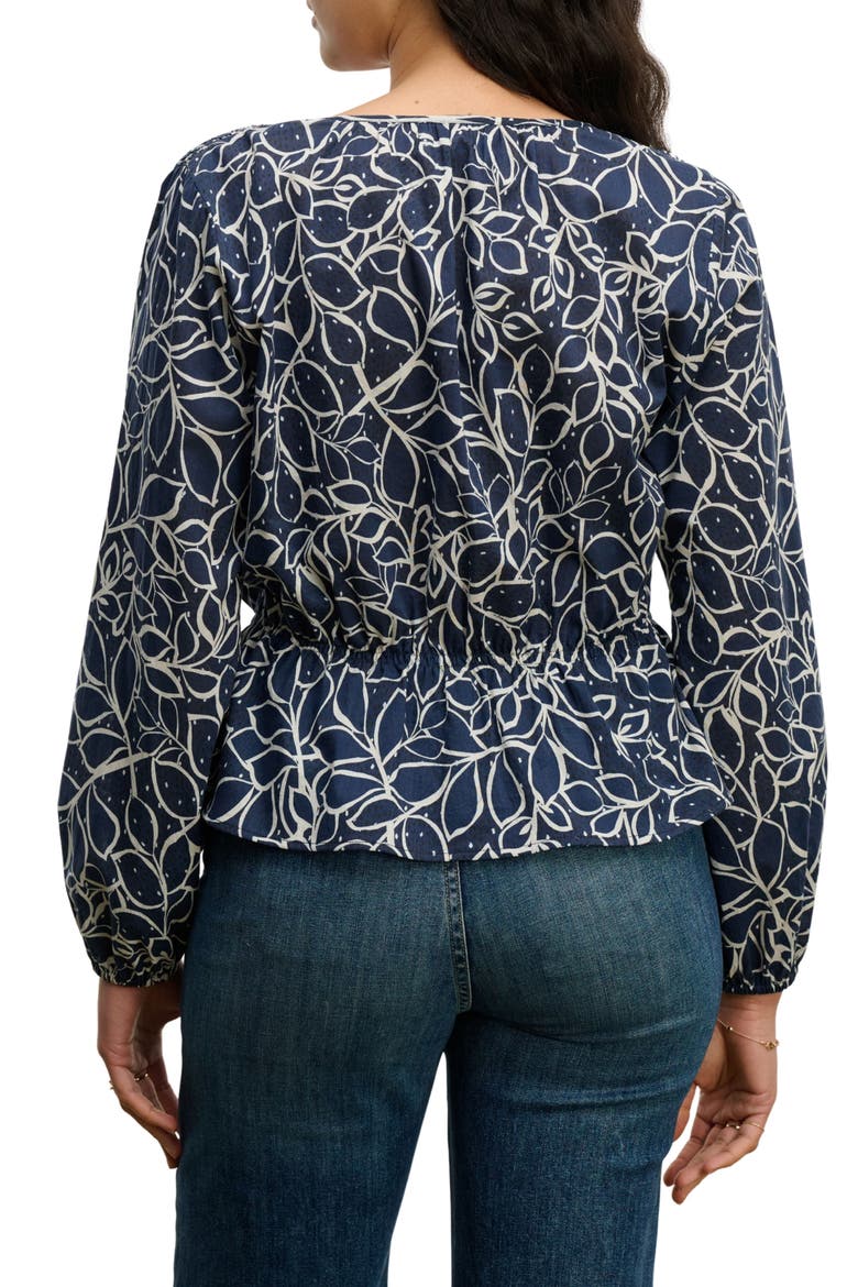 Wynne Printed Voile Peplum Top, Alternate, color, NAVY