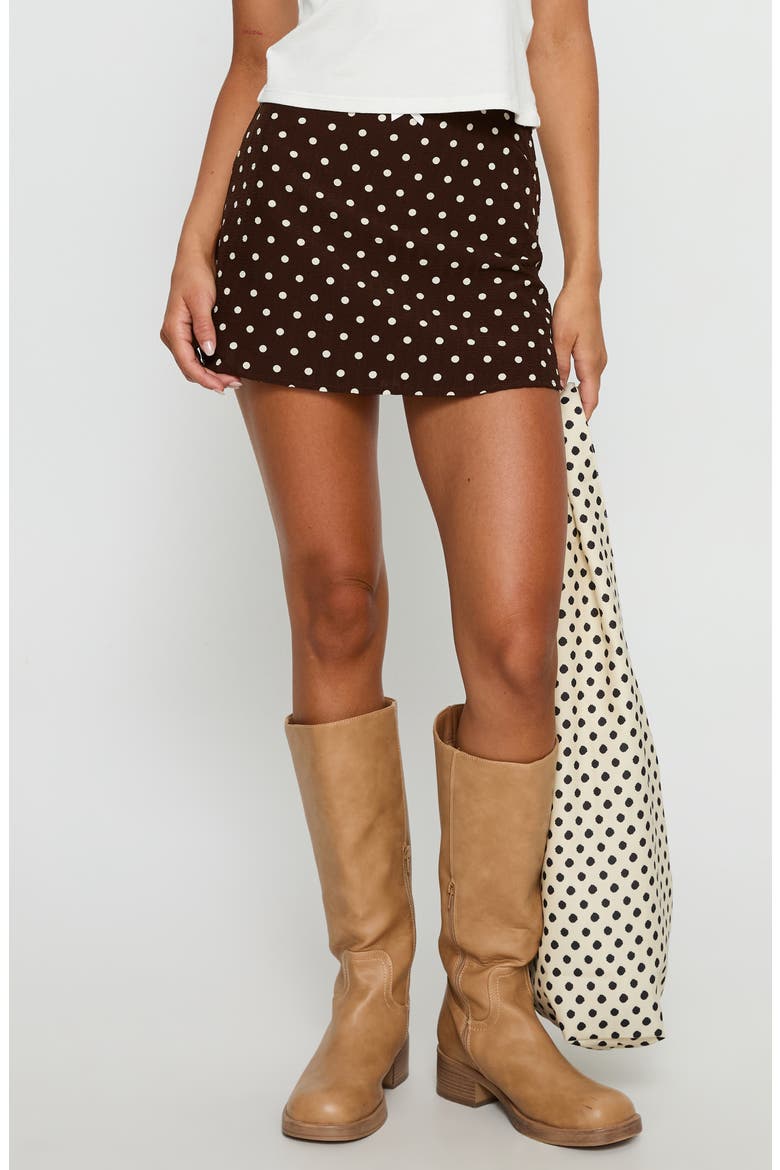 Tejano Polka Dot Miniskirt, Main, color, BROWN POLKA DOT