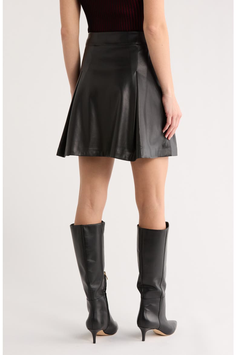 Faux Leather Front Zip Miniskirt, Alternate, color, BLACK