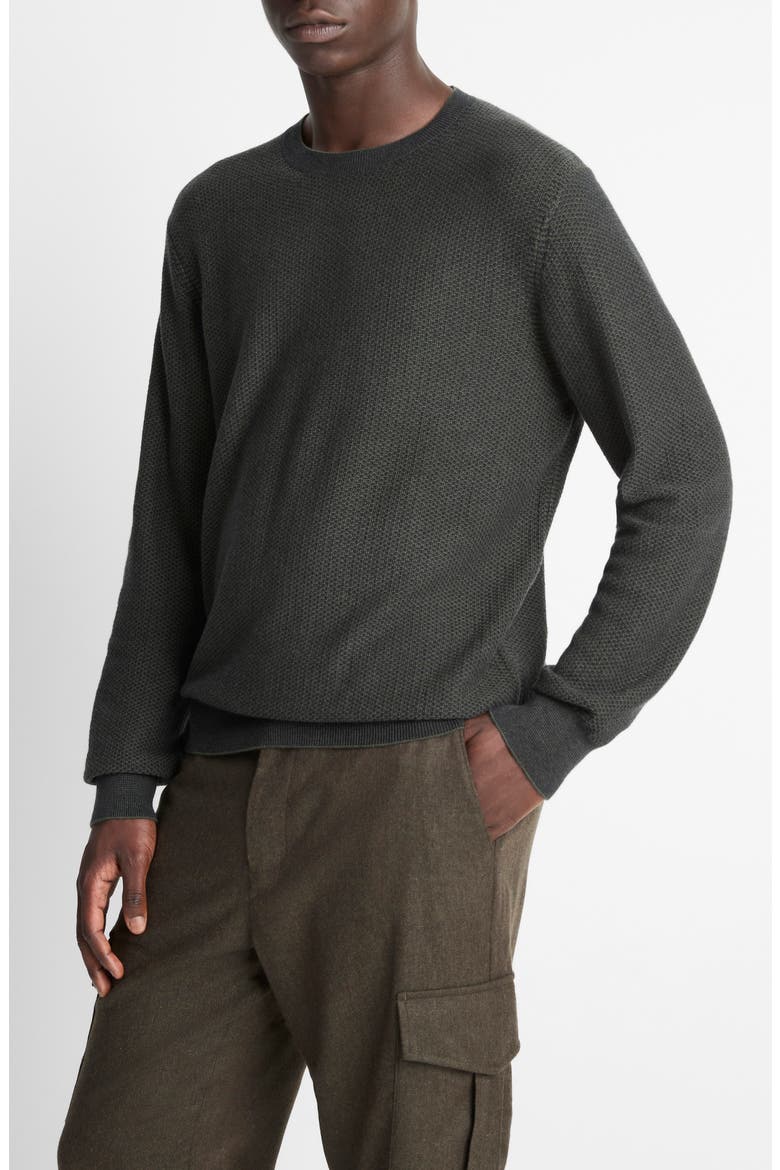 Geometric Jacquard Wool & Cotton Blend Crewneck Sweater, Alternate, color, DRIVER GREEN/ COASTAL