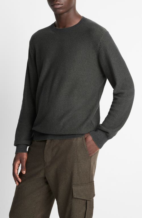 Vince Geometric Jacquard Wool & Cotton Blend Crewneck Sweater In Green