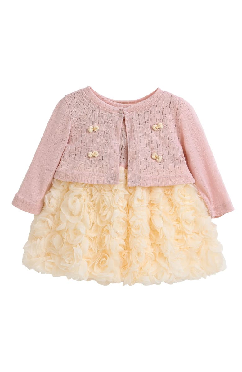 Tulleen Rose Rabbit Cardigan Dress, Main, color, Pink