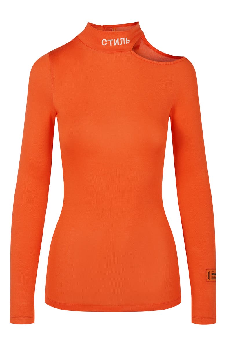 Heron Preston Shoulder Cutout Mock Neck Top, Main, color, 