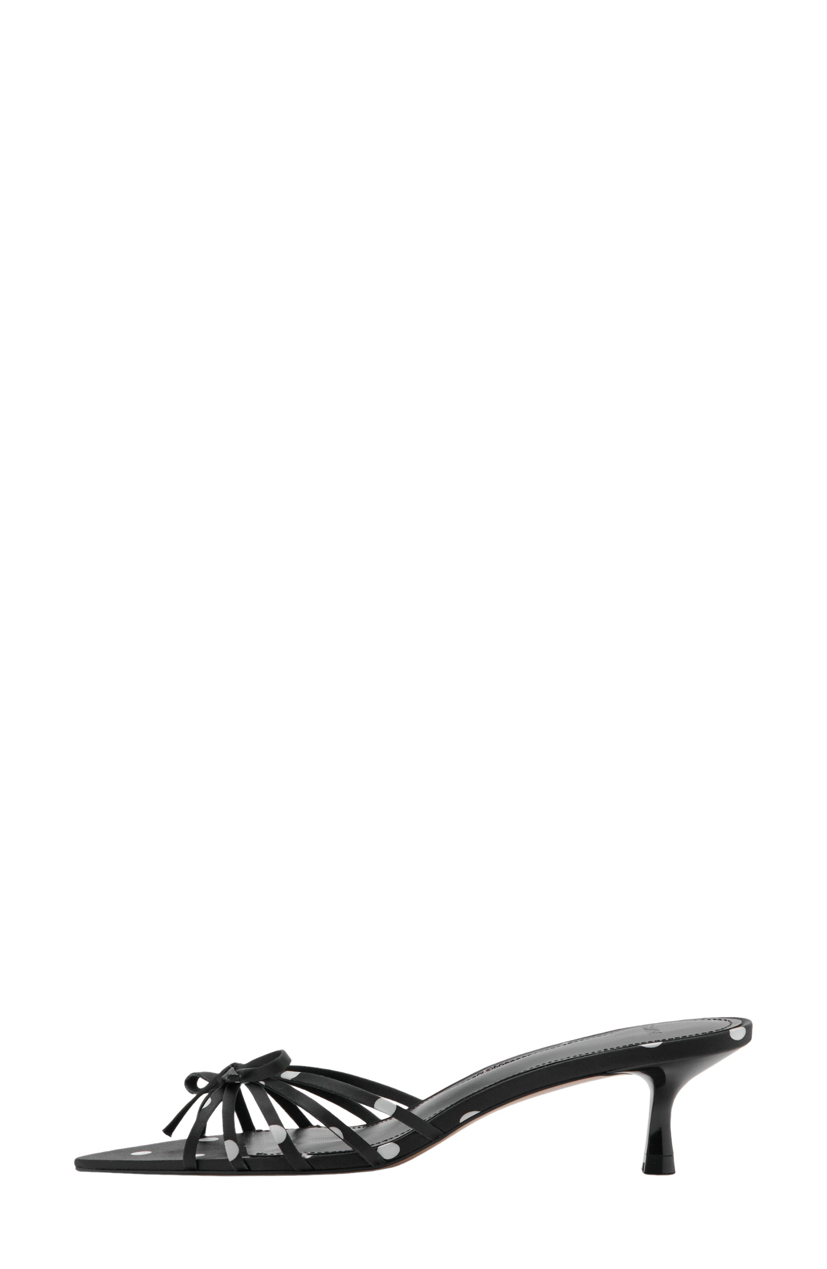 Polka Dot Bow Kitten Heel Sandal, Alternate, color, BLACK