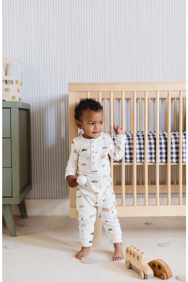 Henley Patch Pocket Organic Cotton Romper, Alternate, color, RUSH HOUR