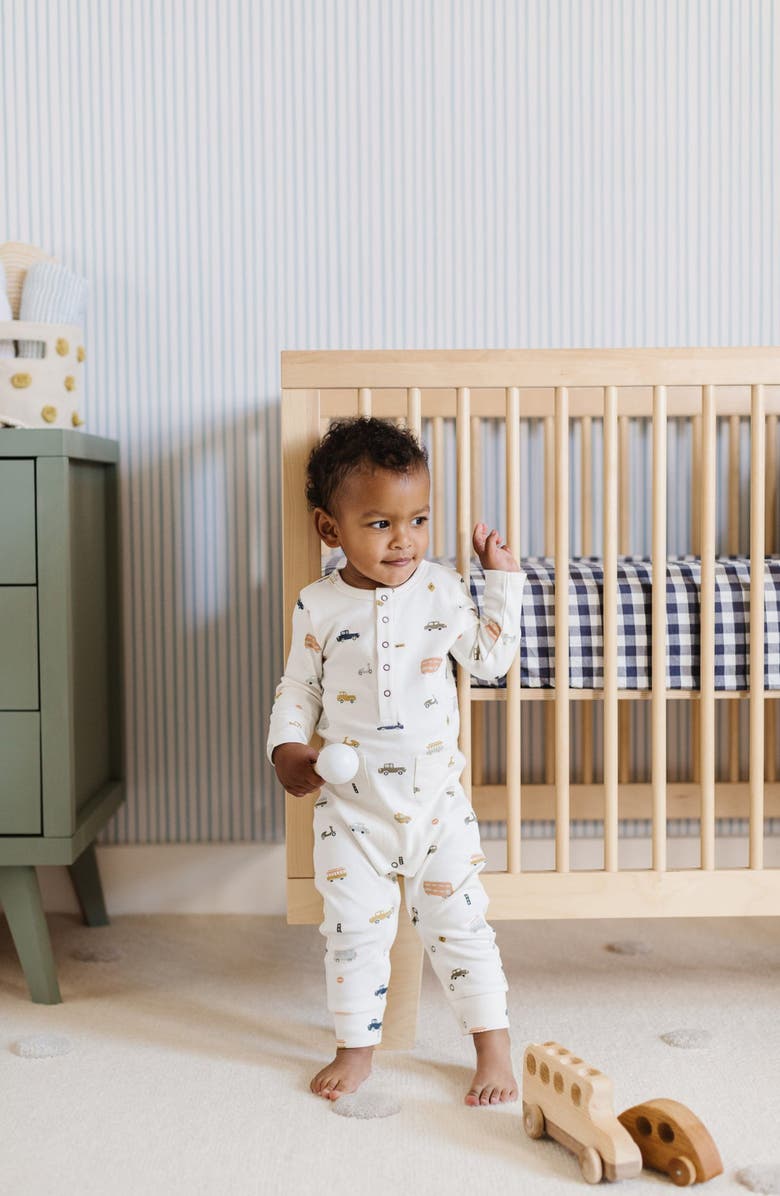 Pehr Henley Patch Pocket Organic Cotton Romper, Alternate, color, Rush Hour