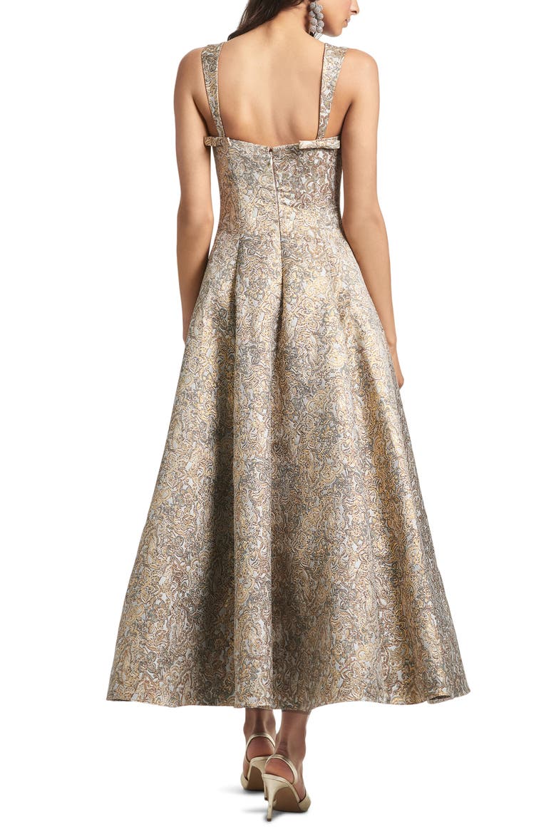 Audrey Metallic Floral Embroidery Gown, Alternate, color, GILDED FLORAL