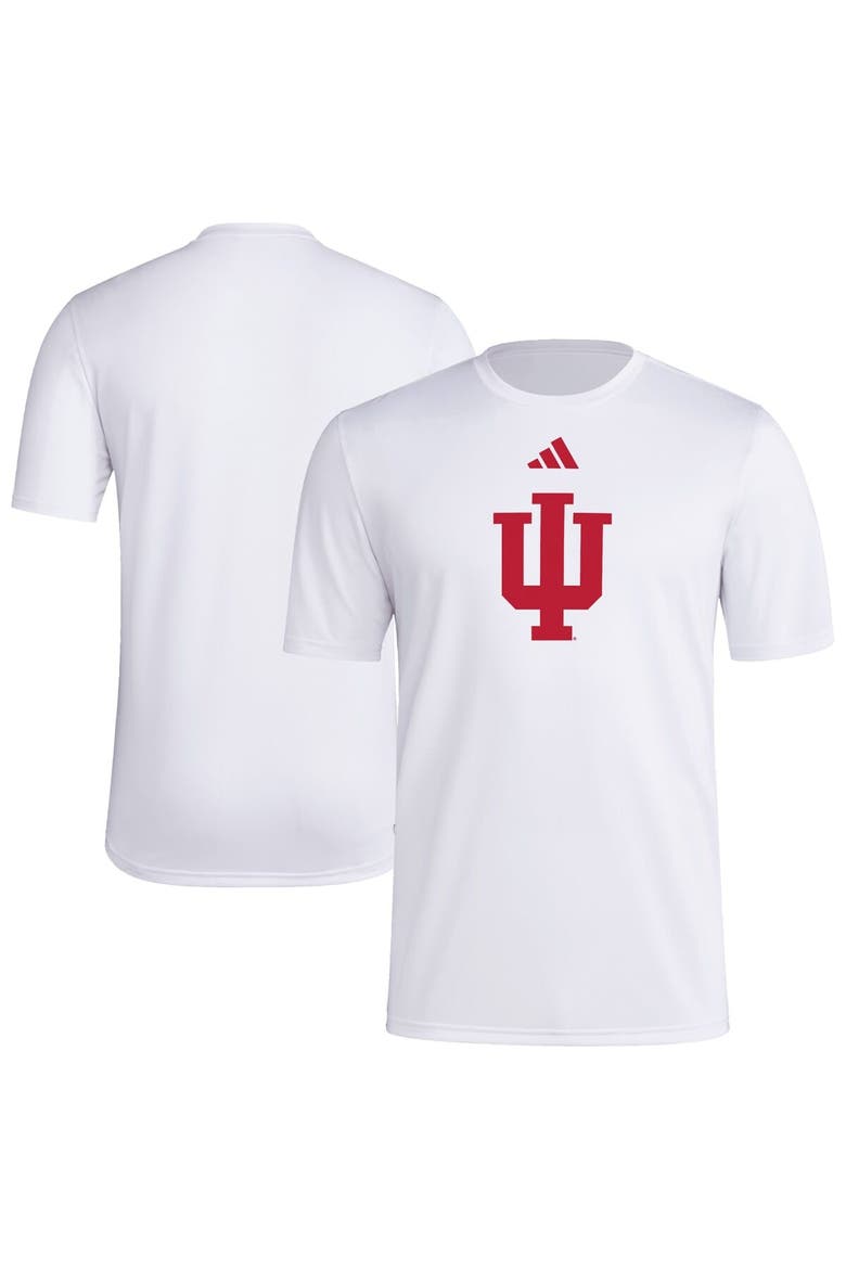 Men's adidas White Indiana Hoosiers Primary Locker Logo Pre-Game AEROREADY T-Shirt, Alternate, color, White