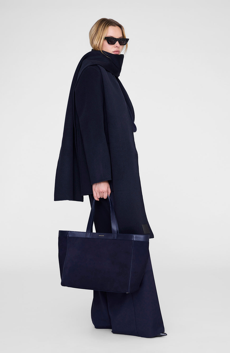 ANINE BING Rio Medium Tote, Alternate, color, Navy Suede