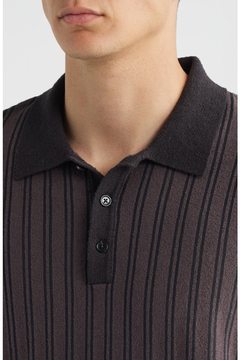 Zuma Stripe Terry Cloth Polo, Alternate, color, COAL GREY