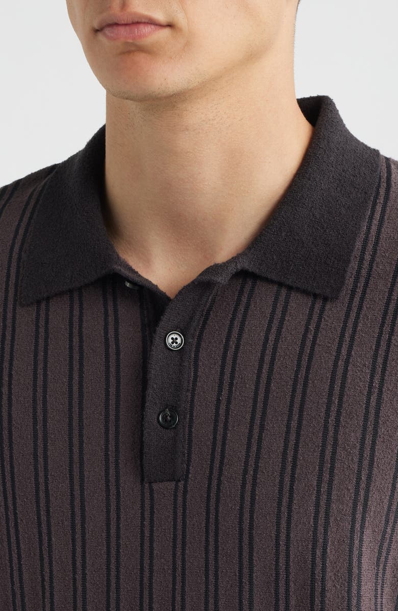rag & bone Zuma Stripe Terry Cloth Polo, Alternate, color, Coal Grey