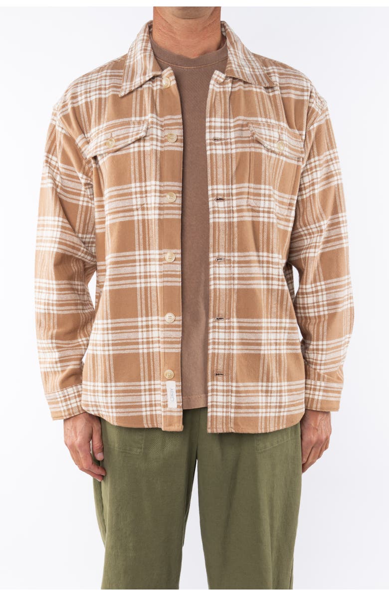 ARIKO Bucky Split Hem Shirt Jacket, Alternate, color, White-Beige-Plaid