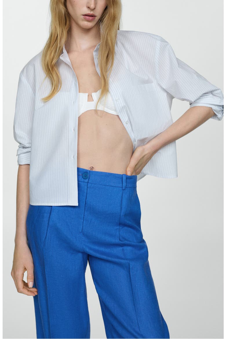 Brunoli Linen Ankle Straight Leg Pants, Alternate, color, MEDIUM BLUE
