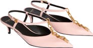 Balmain Sync chain kitten slingbacks in leather