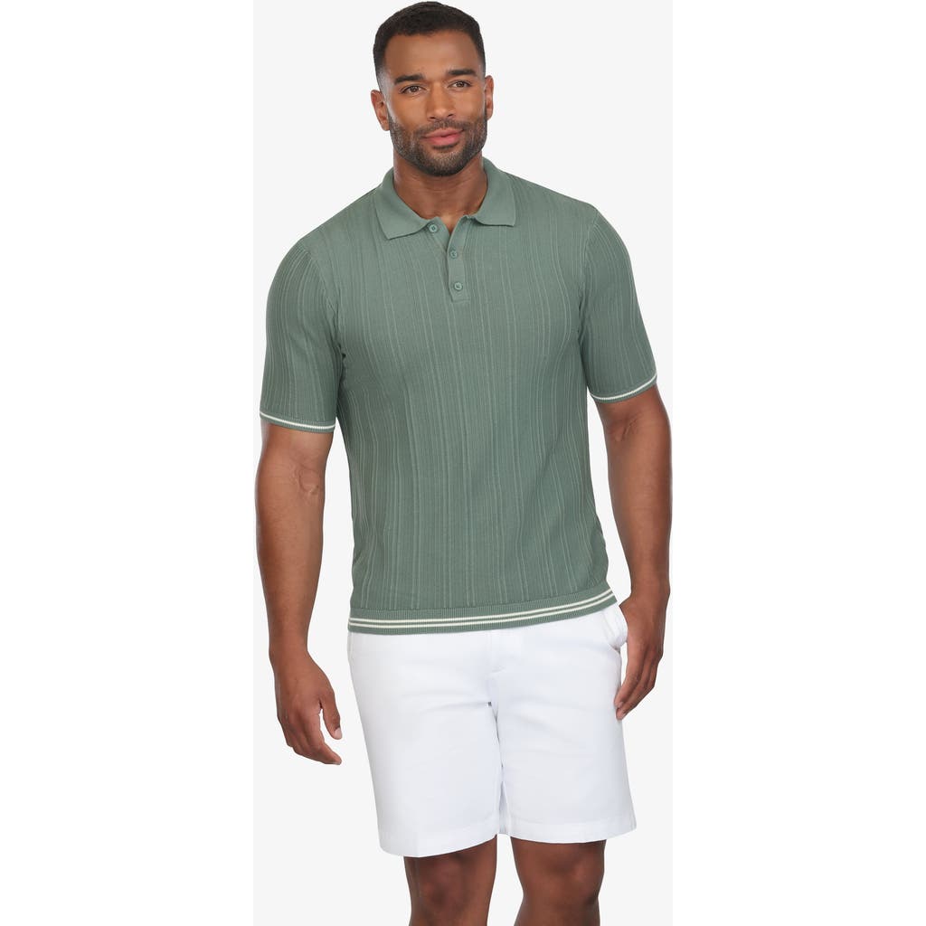 Vustra Textured Knit Polo In Green