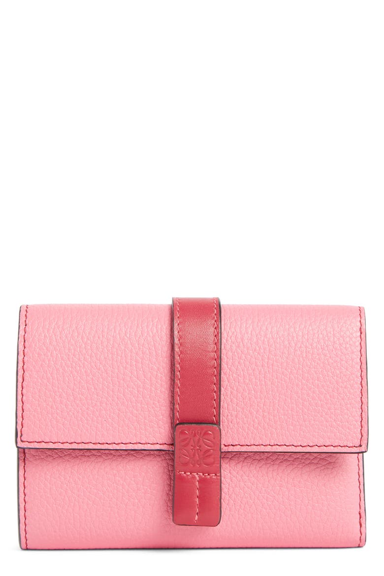 Small Leather Wallet, Main, color, WILD ROSE/ RASPBERRY