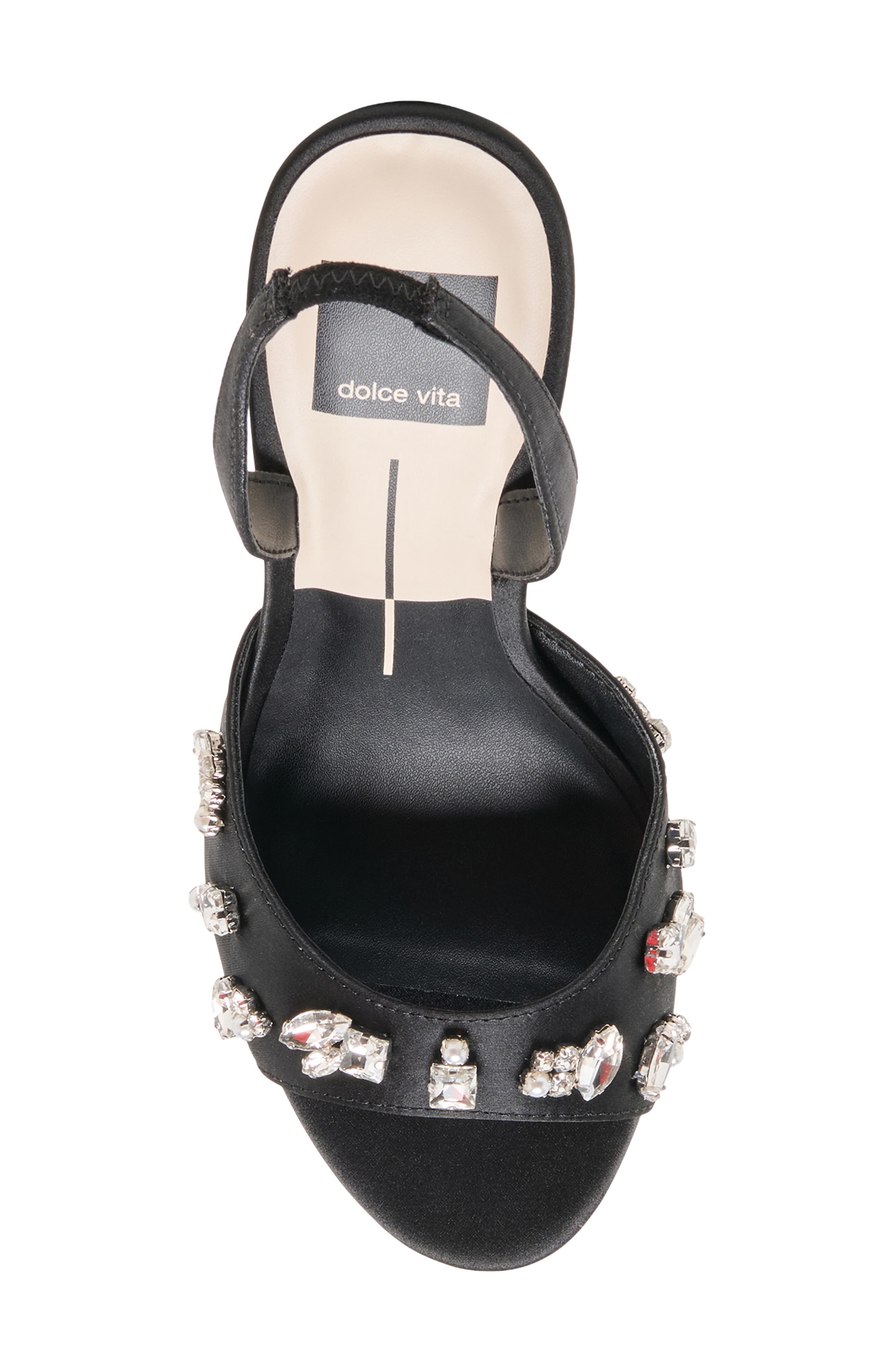 Raily Rhinestone Slingback Sandal, Alternate, color, ONYX SATIN