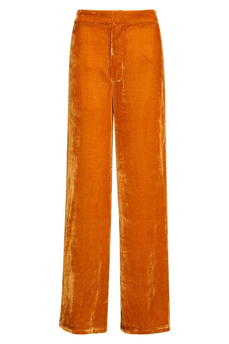 Silvia Silk Blend Velvet Trousers, Main, color, BURNT ORANGE