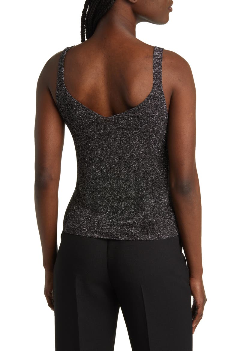Kling Metallic Knit Tank, Alternate, color, BLACK