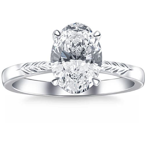 Bliss Diamond Certified 3ct Oval Diamond Solitaire Engagement Ring 14k Gold Lab Grown In 14k White Gold
