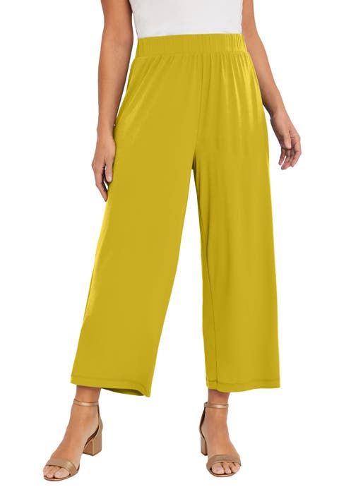 Stretch Knit Wide Leg Crop Pant (Plus)