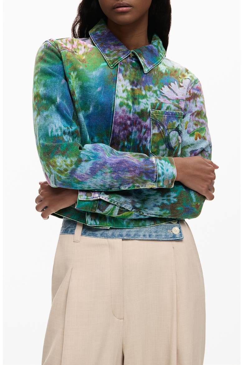 Floral Trucker Jacket, Main, color, MEDIUM BLUE