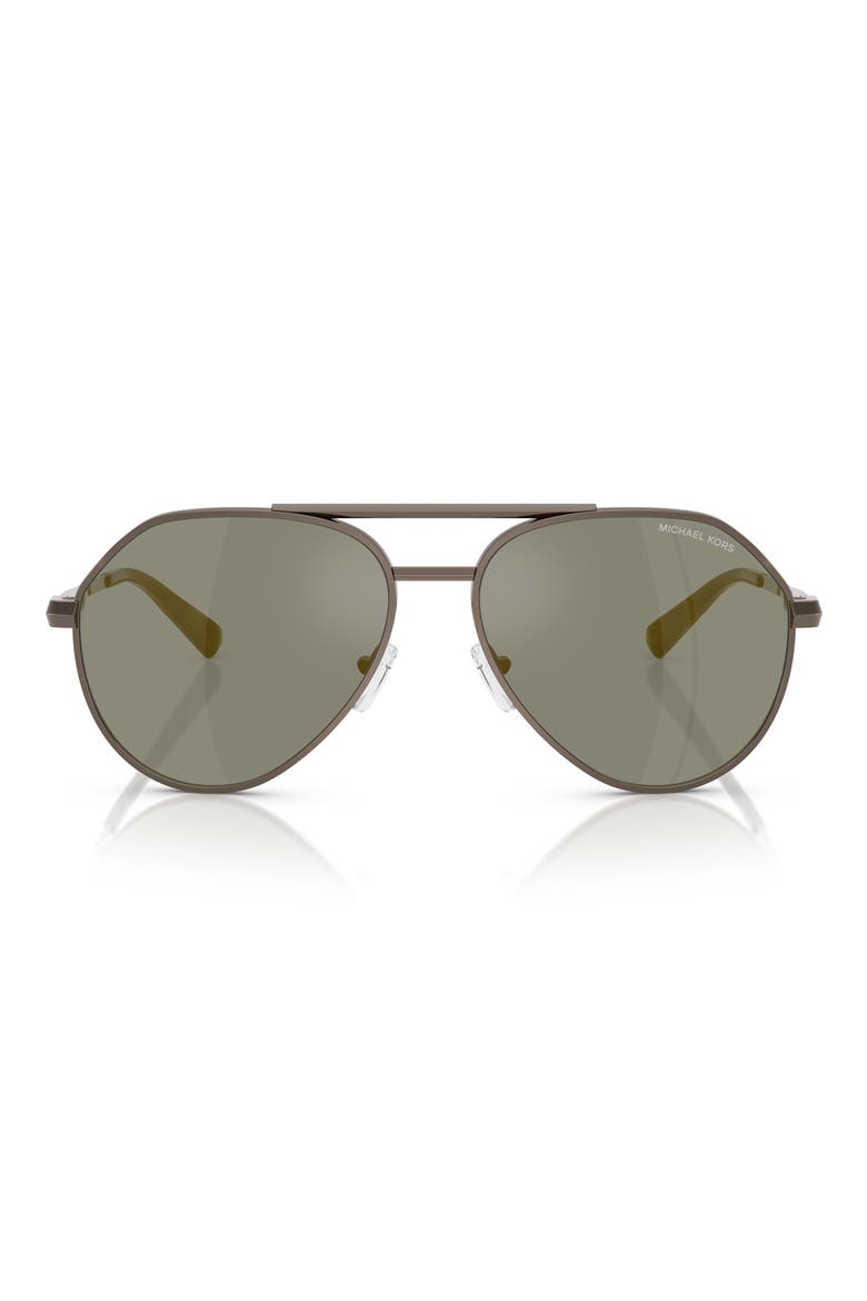 60mm Pilot Sunglasses, Main, color, MATTE HUSK / OLIVE MIRROR