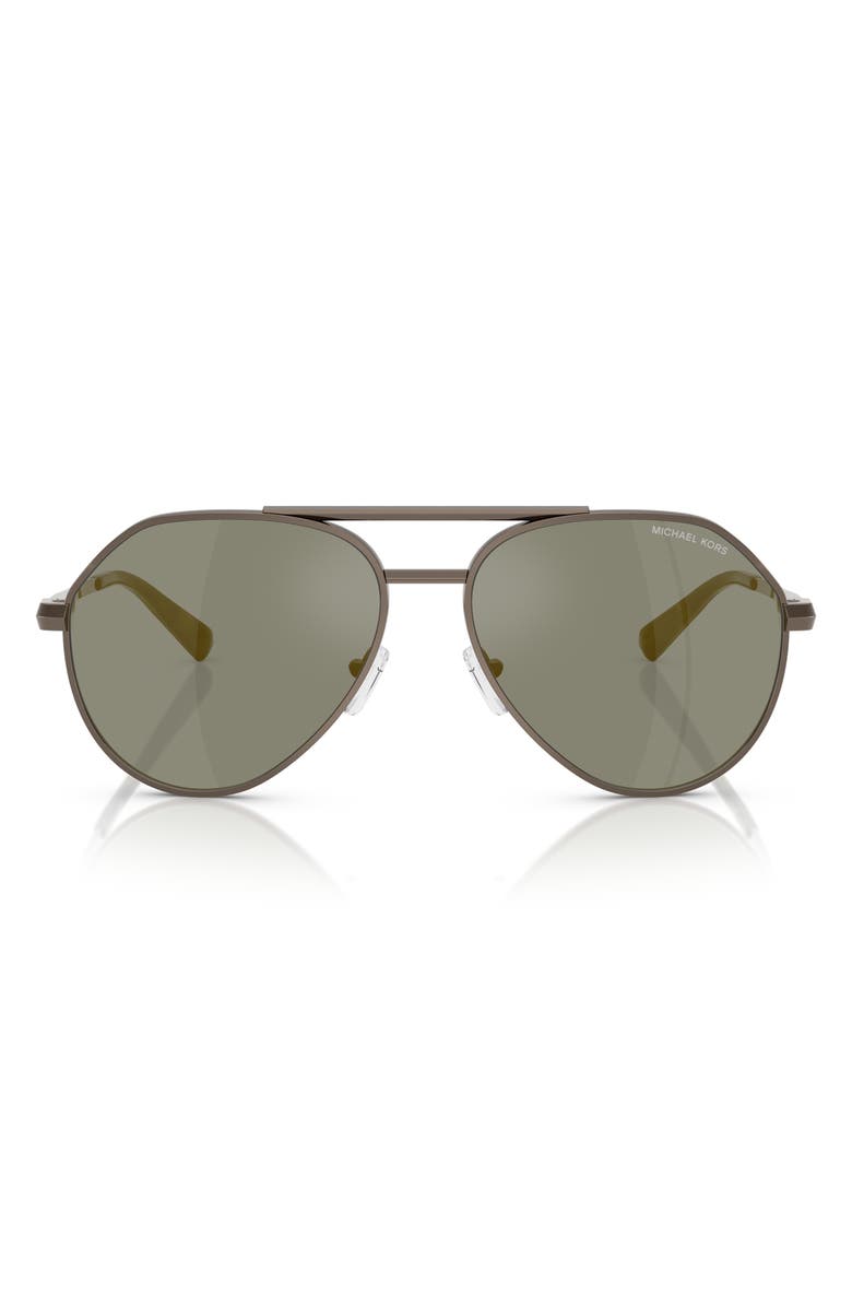 Michael Kors 60mm Pilot Sunglasses, Main, color, Matte Husk / Olive Mirror