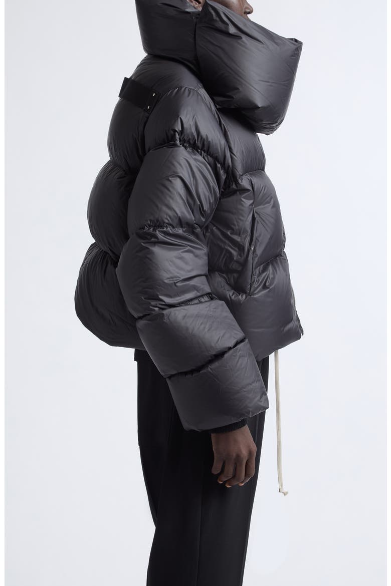 Funnel Neck Cropped Puffer Jacket, Alternate, color, BLACK