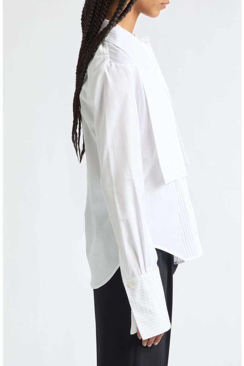 The Inez Scarf Neck Cotton Tuxedo Button-Up Shirt, Alternate, color, WHITE