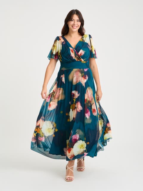 Isabelle Floral Angel Sleeve Maxi Dress