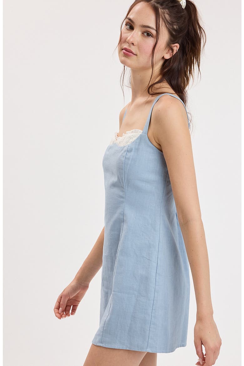 Ruffle Trim Sleeveless Minidress, Alternate, color, LIGHT BLUE