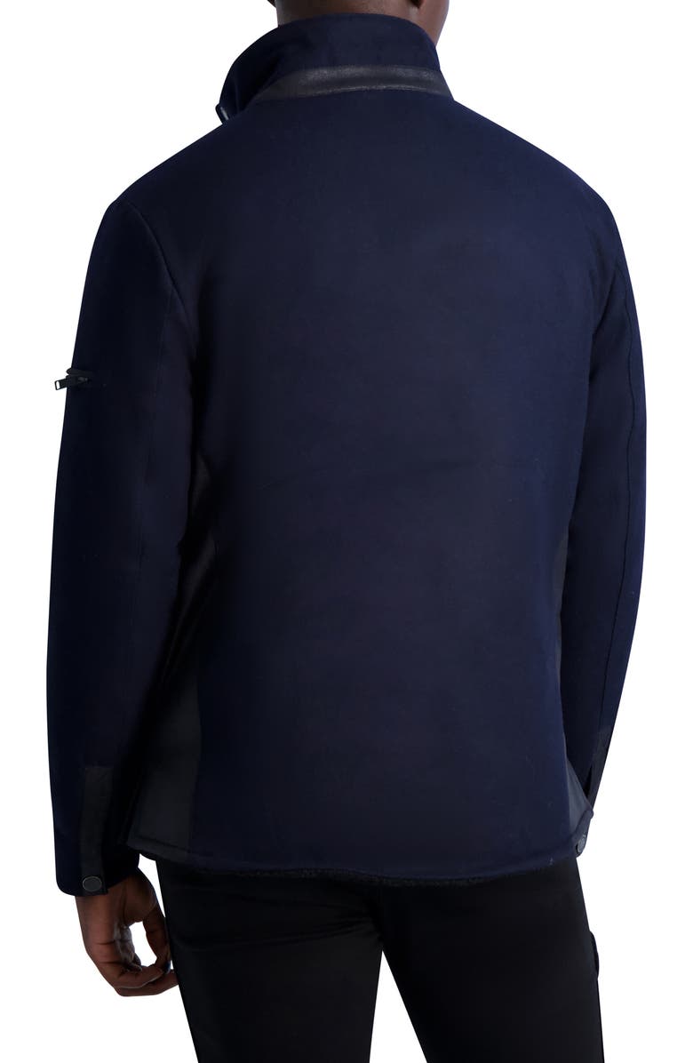 KARL LAGERFELD PARIS Fleece Lined Wool Blend Shirt Jacket, Alternate, color, Navy