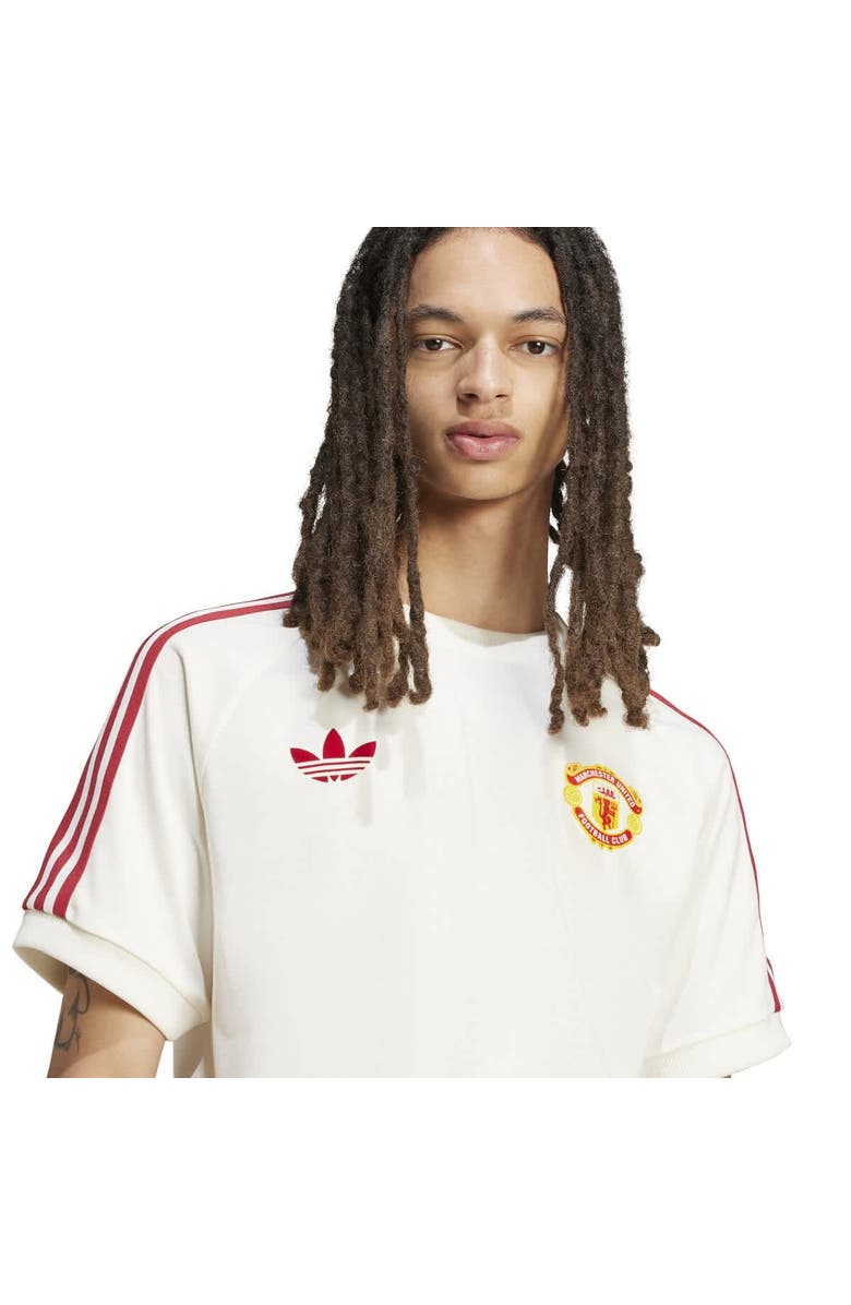 adidas Originals Men's adidas Originals Cream Manchester United Adicolor Three-Stripe Raglan T-Shirt, Alternate, color, 