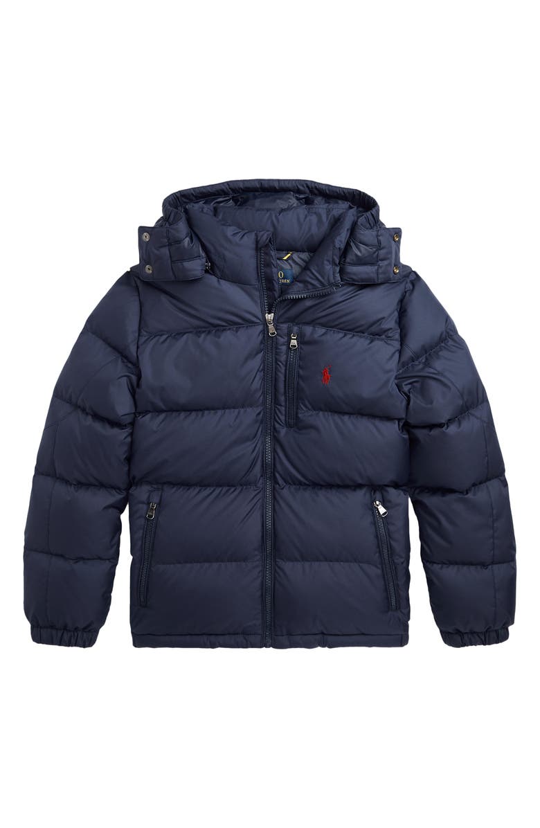 Polo Ralph Lauren Kids' Water Resistant 650 Fill Power Down Puffer Jacket with Removable Hood, Main, color,