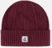 Deux par Deux Winter Ribbed Fleece Lined Knit Hat with Logo Patch
