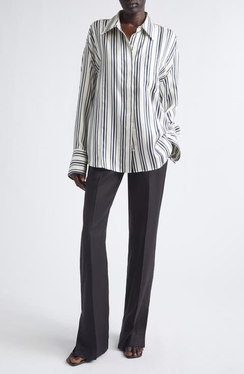 Petula Split Hem Silk Trousers