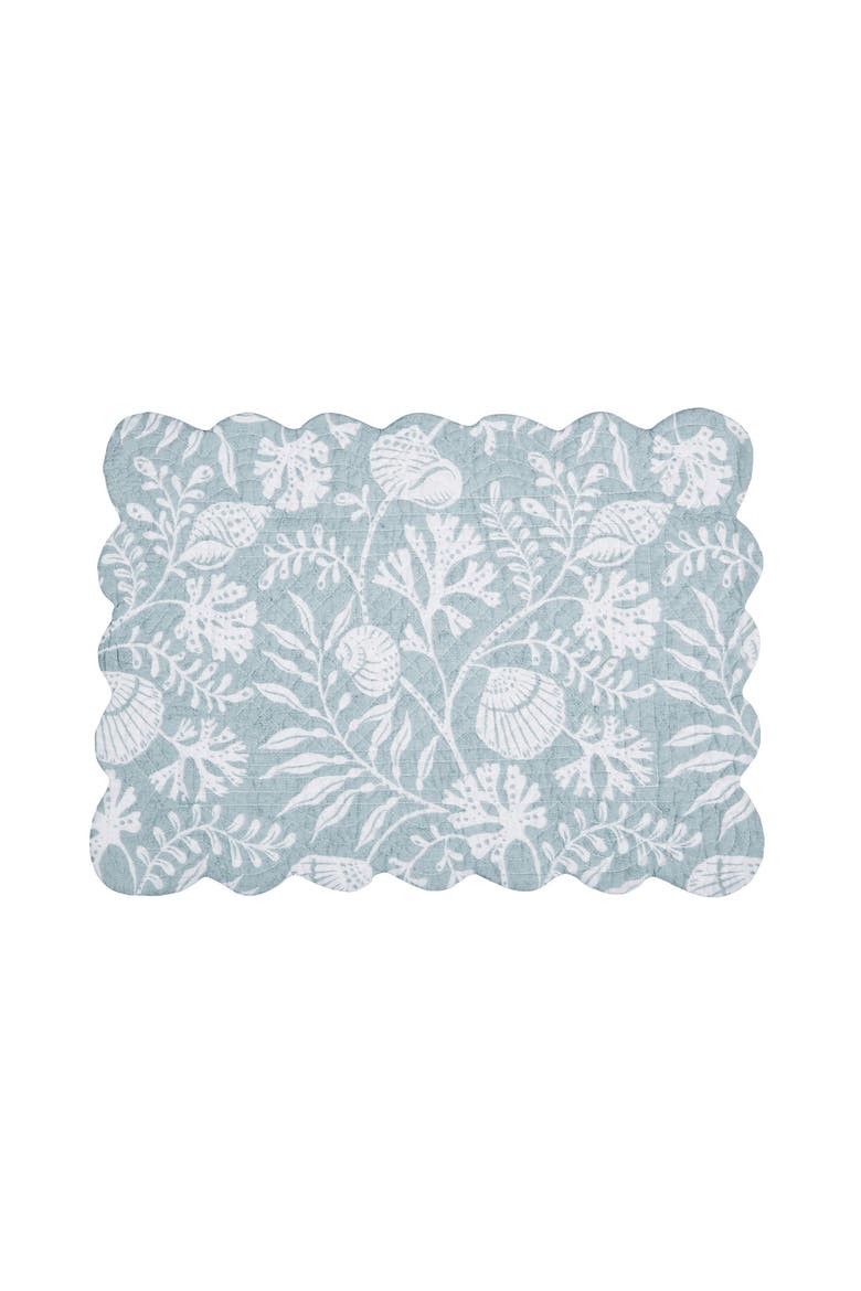 Seafoam Reef Scalloped Placemats Set of 6 Nautical Design Coral, 13" x 19", Alternate, color, White