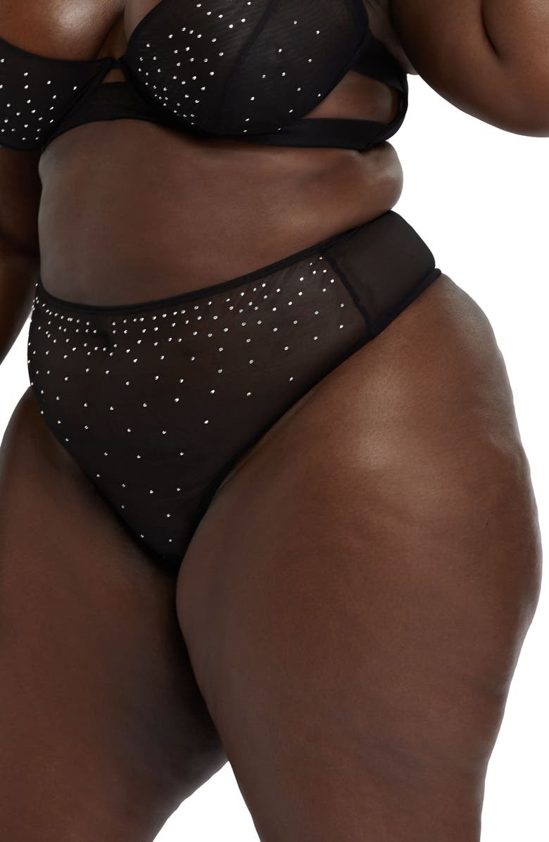 Playful Promises Gabi Fresh Lydia High Waist Thong, Alternate, color, Black