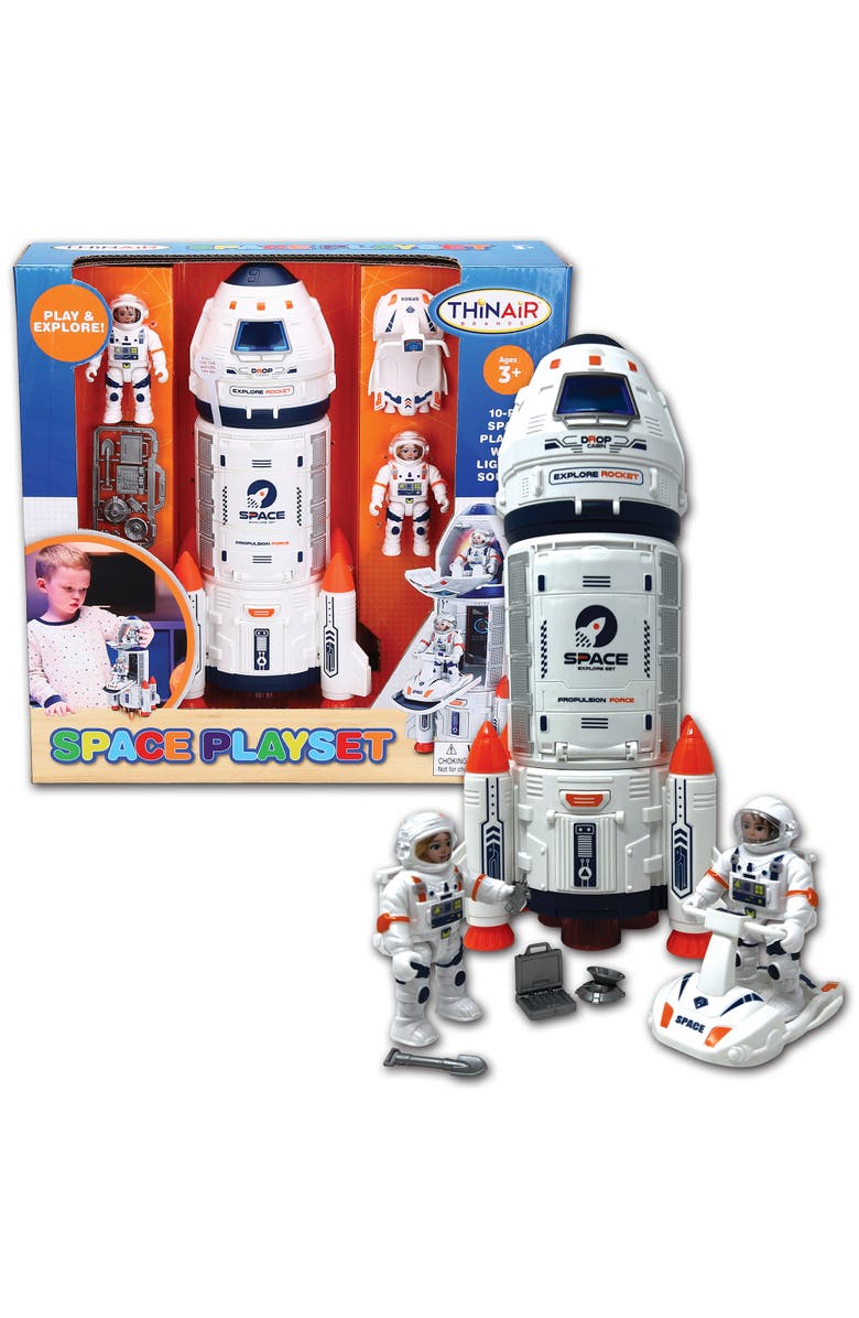 Playful Minds Space Playset 10Pc Lights & Sounds Spaceship Toy Set, 12", Main, color, 