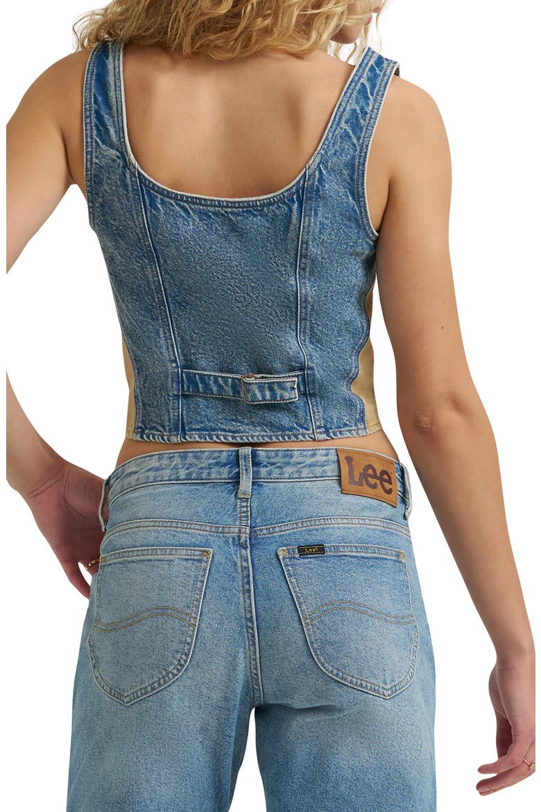 Back Belt Denim Tank, Alternate, color, AERIAL VIEW
