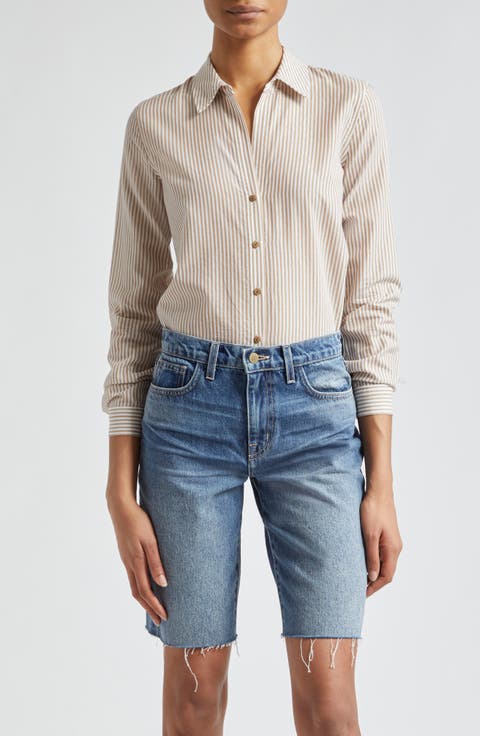 Laurent Metallic Stripe Button-Up Shirt