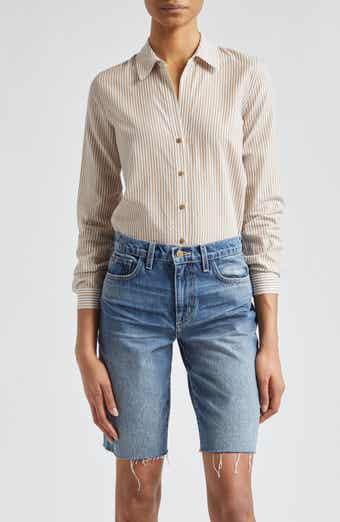 L'AGENCE Laurent Metallic Stripe Button-Up Shirt