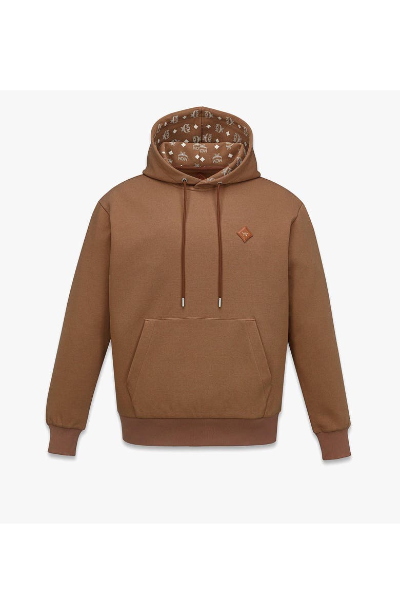 MCM Essential Logo Patch Ponte Hoodie, Main, color, Cognac
