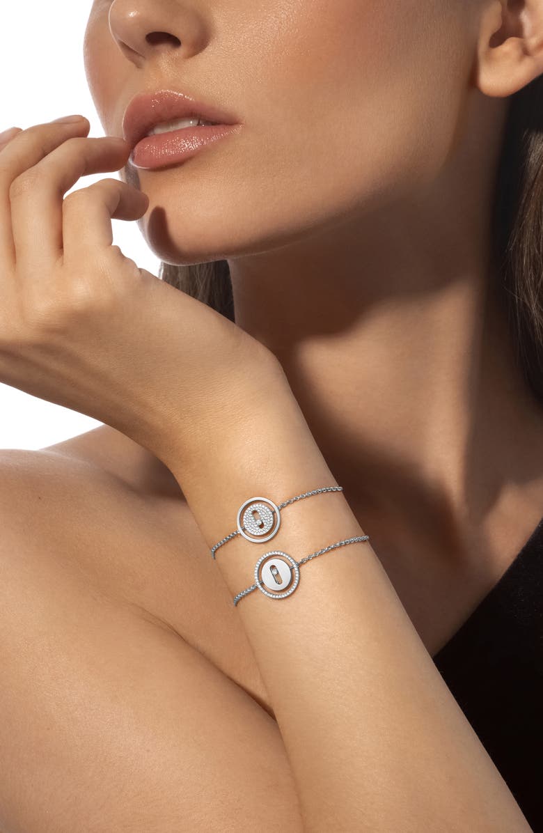 Messika Lucky Move Pavé Diamond Pendant Bracelet, Alternate, color, White Gold/ Diamond