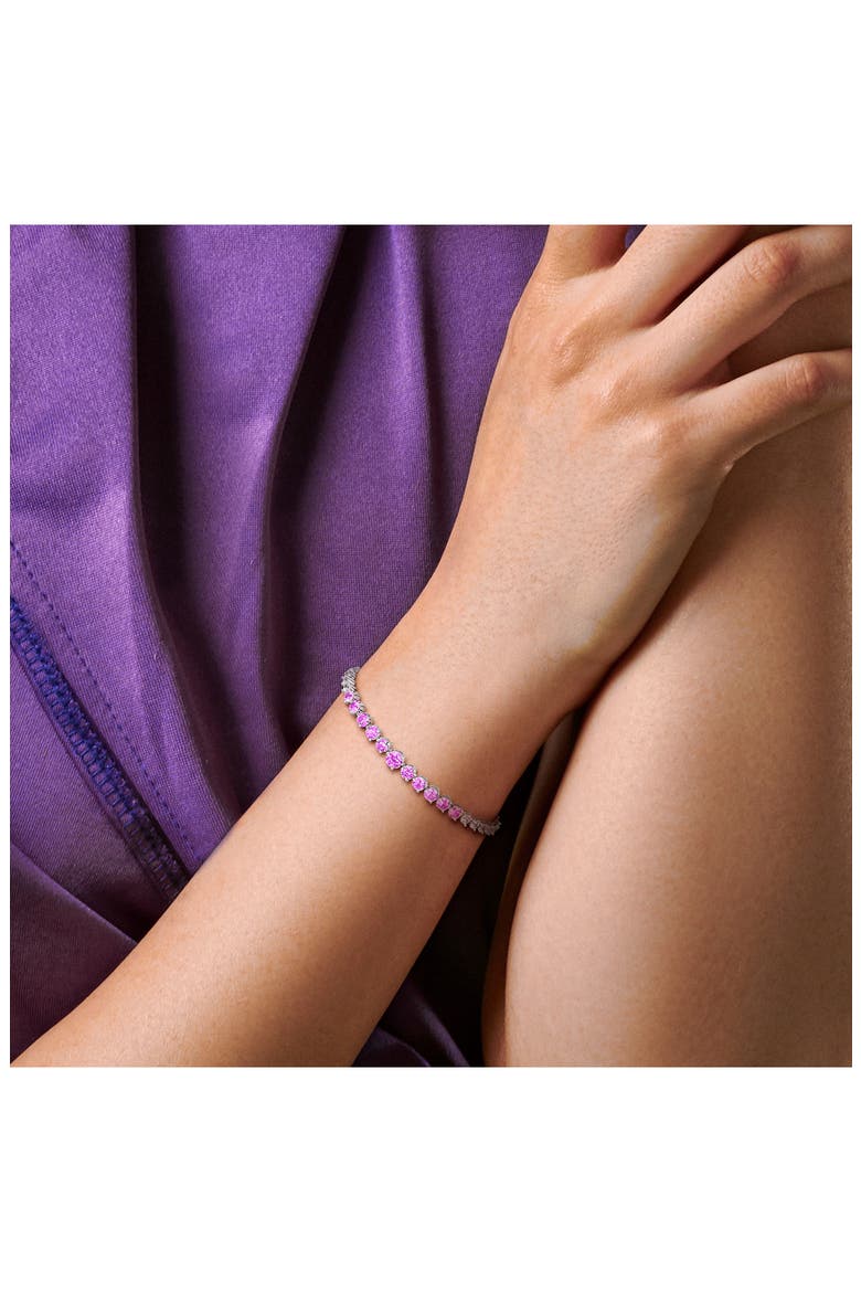 Lab Created Pink Sapphire & White Sapphire Tennis Bracelet, Alternate, color, PINK