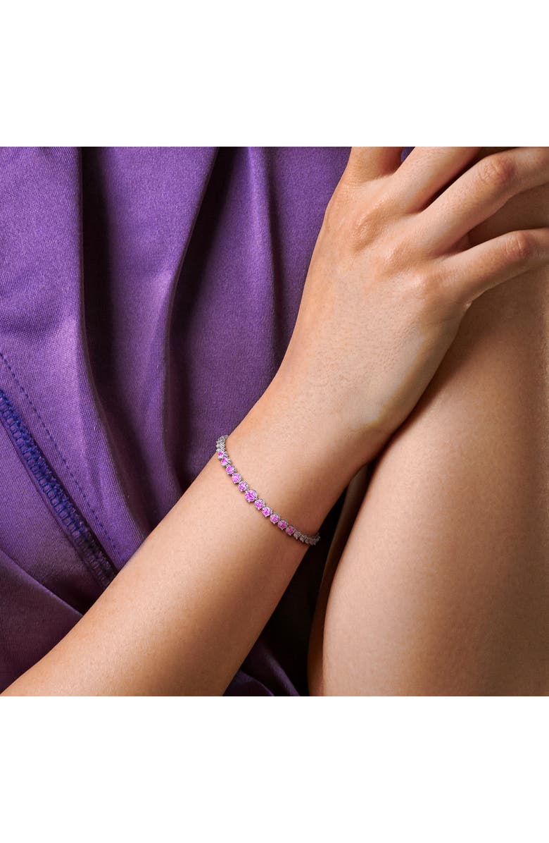 DELMAR Lab Created Pink Sapphire & White Sapphire Tennis Bracelet, Alternate, color, Pink