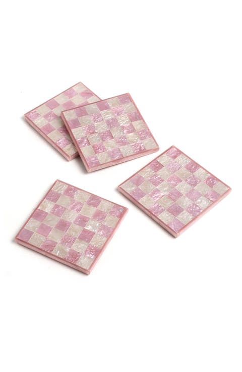 Set of 4 Checkered Resin Coasters